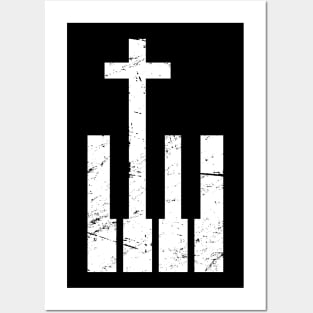 Christian Cross And Piano Keys Posters and Art